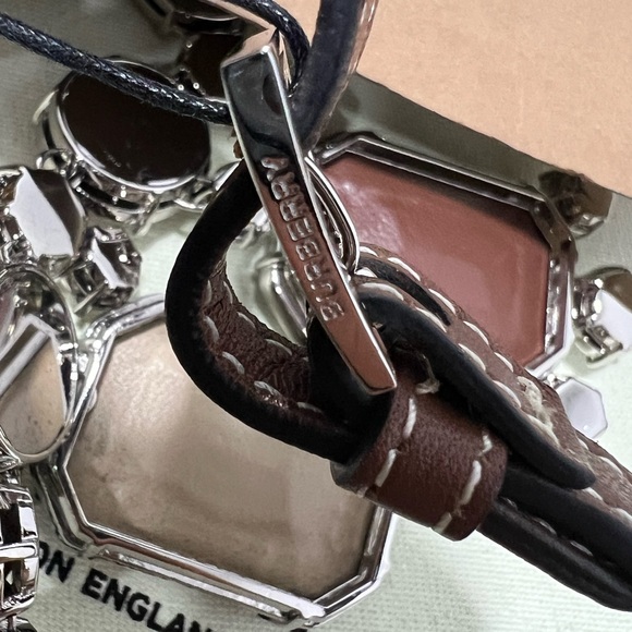 Burberry Necklace Silvertone, Crystal & Leather Statement Brown - Picture 6 of 9